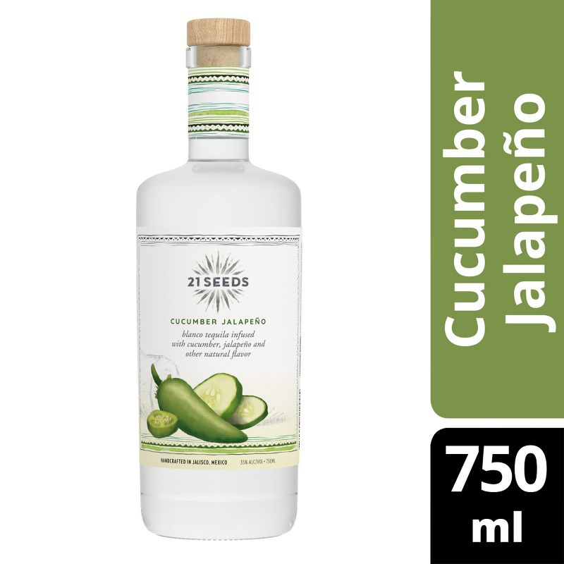 21 Seeds Cucumber Jalapeno Infused Blanco Tequila - 750ml Bottle, 1 of 9