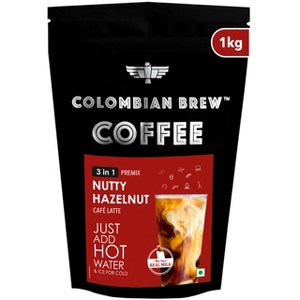Colombian Brew Nutty Hazelnut Caf Latte, Instant Coffee Powder Pre-mix (3 in 1) 1kg - 1 of 4