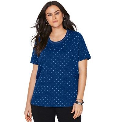 Catherines Women's Plus Size Suprema Embroidered Scoopneck Tee