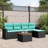 vidaXL 6 Piece Patio Sofa Set with Cushions Black and Blue Poly Rattan - 2 of 4