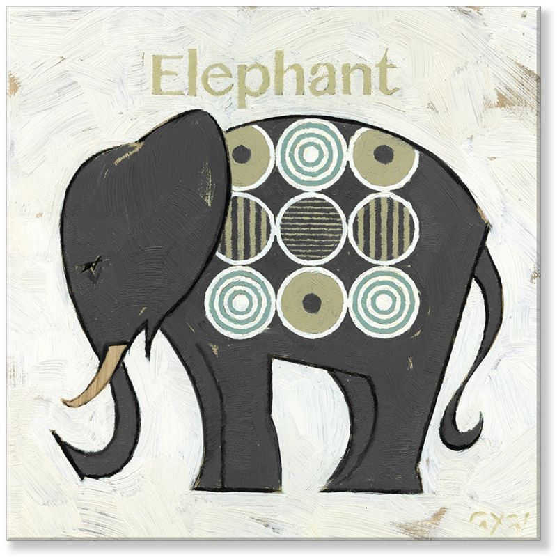 Sullivans Darren Gygi Circle Elephant Silhouette Giclee Wall Art, Gallery Wrapped, Handcrafted in USA, Wall Art, Wall Decor, Home Décor, Handed Painted, 1 of 3