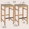 JONATHAN Y Armand Modern Coastal Backless Acacia Wood Outdoor Bar Stool with Woven Rope Sea (Set of 2) - 3 of 4