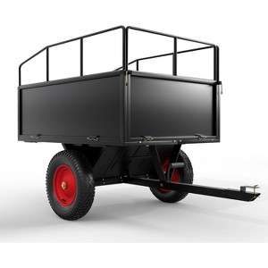 Clearance, ATV UTV Trailer Tow Behind Dump Cart, Heavy Duty Garden Utility Trailer with Removable Sides, All Terrain Tires, Pull Behind - 1 of 4