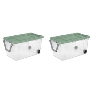 Racxily 2 Pack Extra Large Storage Bin, 160 Quart Wheeled Clear Plastic Storage Container with Handle - 1 of 4