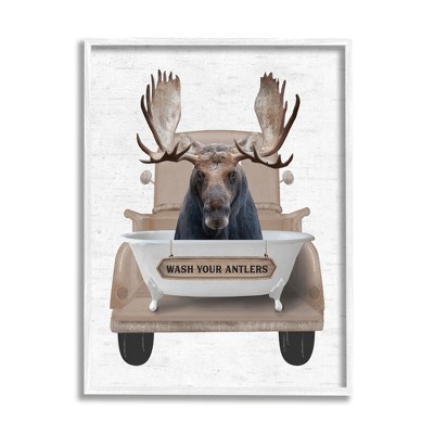 Stupell Industries Wash Your Antlers Truck Framed Giclee Art