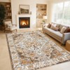 Machine Washable Vintage Floral Printed Area Rug Low Pile Stain Resistant Non Slip Non Shedding Pet Friendly Floor Mat - 2 of 4
