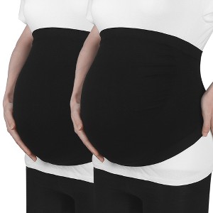 Unique Bargains Women Maternity Belly Band Pregnant Support Belly Bands Black Beige Size M 2 Pcs - 1 of 3