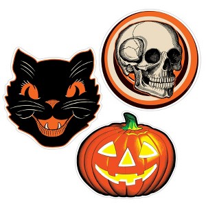 Beistle Plastic Vintage Halloween Cutouts, 10"-12", (3/Pkg) Multicolored - 1 of 4