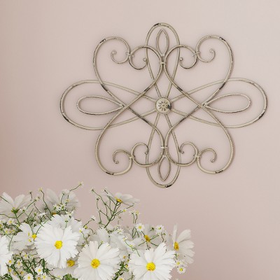 Medallion Metal Wall Art- 15 Inch Oval Swirl Metal Home Décor, Hand Crafted with Distressed Finish- Mounting Screws Included by Lavish Home