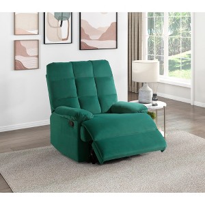 Velvet Reclining Chair with Pillowtop Arms, Tufted Back, and Solid Wood Frame - 1 of 4