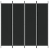 vidaXL 4-Panel Room Divider - Black 78.7" x 78.7", Durable Fabric & Iron Construction, Versatile Functions, Stylish Design, Foldable for Easy Storage - 3 of 4
