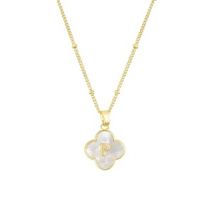 Adornia 14k Gold Plated Mother-of-Pearl Initial Clover Necklace - 1 of 1