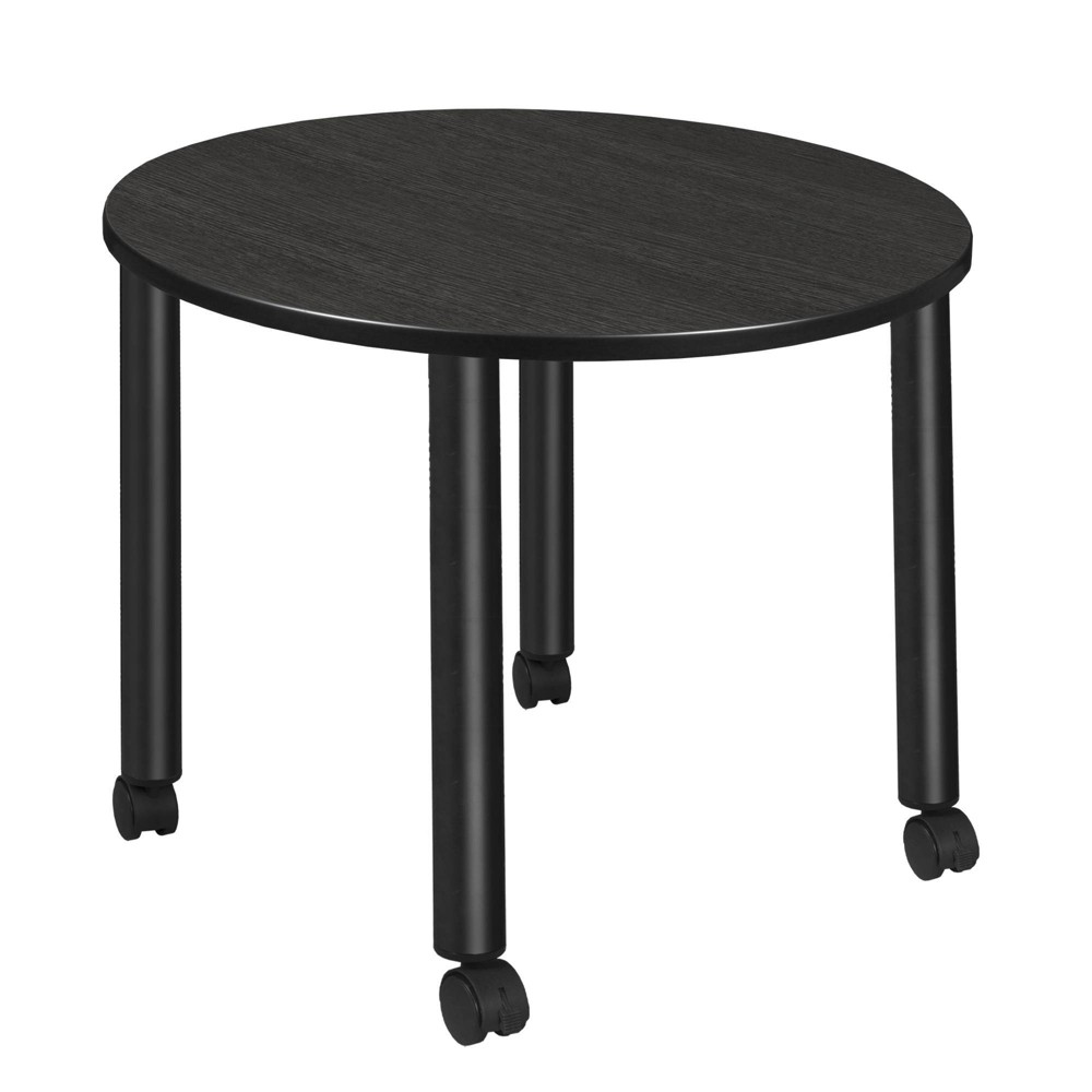 Photos - Dining Table 36" Medium Kee Round Breakroom  with Mobile Legs Ash Gray/Blac