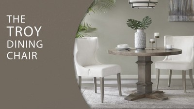 Elegant Light Grey Upholstered Wingback Dining Chair with Wood Legs