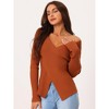 Seta T Women's V Neck Wrap Long Sleeve Criss Cross Casual Pullover Sweater - 3 of 4