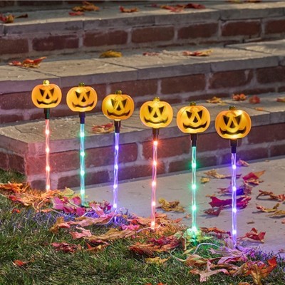 BrylaneHome Set Of 6 Jack-O-Lantern Pathway Lights