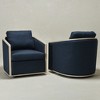 KINWELL 31"W Oak Frame Upholstered Swivel Barrel Armchair, Set of 2 - 3 of 4