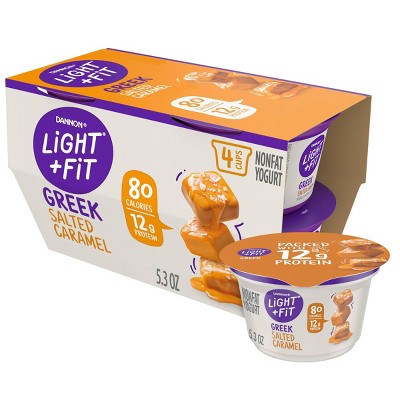 Light + Fit Nonfat Gluten-Free Salted Caramel Greek Yogurt - 4ct/5.3oz Cups