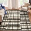 2 x 6 ft Polyester Green Brown Rectangular Hallway Entryway Bathroom Kitchen Geometric Checkered Modern Machine Washable Runner Rug - 3 of 4