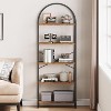 Homhougo Arched Bookshelf 5 Tier Tall Bookcase Modern Standing Bookshelves Metal Storage Rack Shelf Wood Book Shelf for Bedroom, Living Room, Brown - 3 of 4