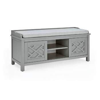 45" Middlebury Wood Storage Bench with Cushion Gray - Alaterre Furniture