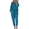 Ekouaer Pajamas Women's Long Sleeve Pj Set Soft 2 Piece Loungewear Sleepwear with Jogger Pants - 2 of 4
