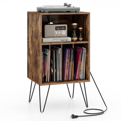 Tangkula Home Record Player Stand W/ Storage 3-tier Vinyl Record ...