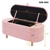 CAVINAS Oval Storage Ottoman Bench,Upholstered Ottoman with Wood Legs for Living Room,Bedroom,White/Pink - 3 of 4