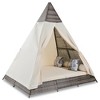 90.5" Outdoor Patio Wicker Triangle Tent Daybed Sunbed with Colorful Pillows and Curtain - 4 of 4