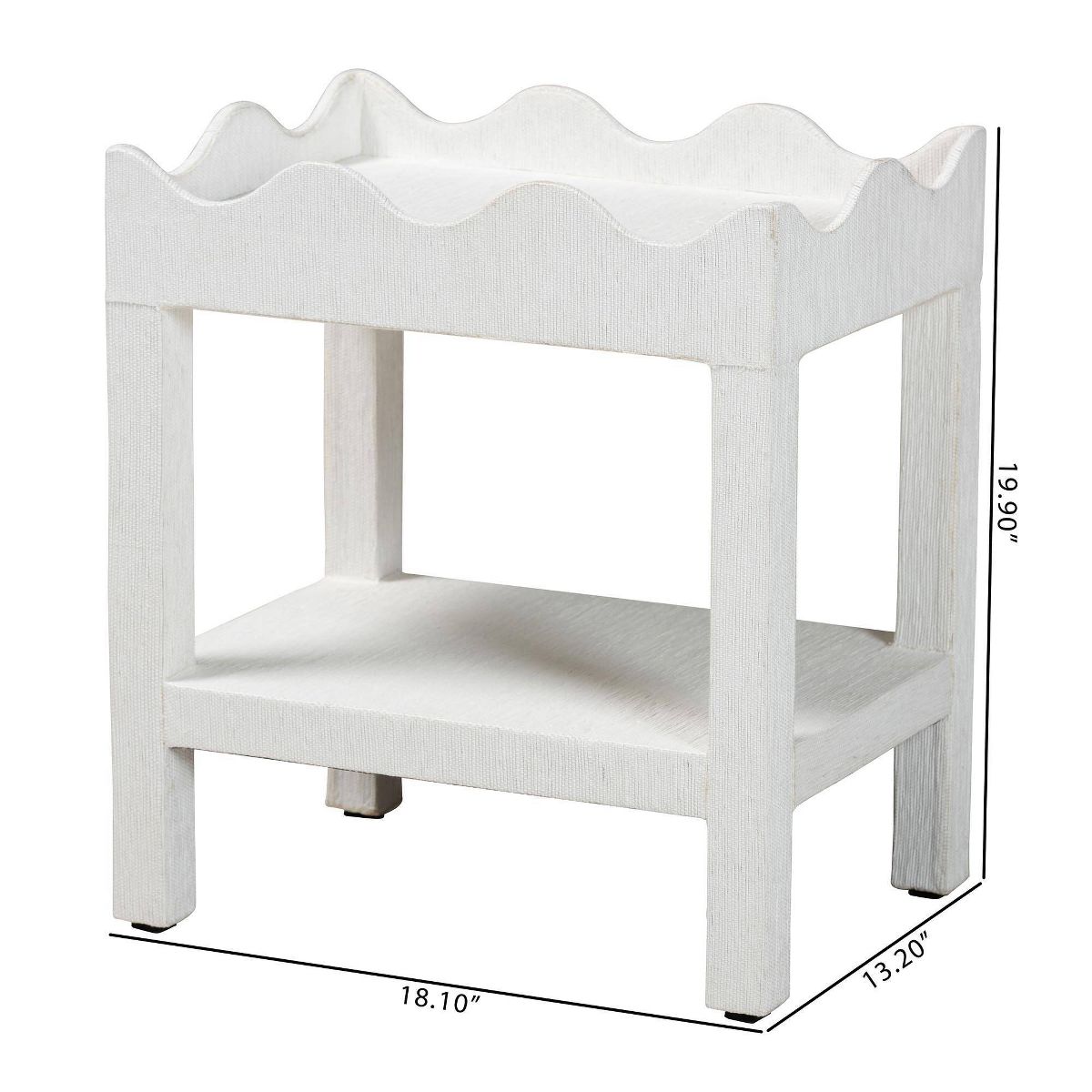 bali & pari Sebastian Grasscloth Scalloped End Table White - thumbnail 8