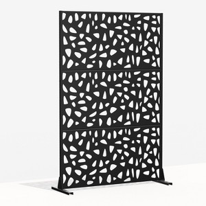 Dovelina Metal Outdoor Privacy Screen Freestanding Patio Decorative Screens - 72"x47", Black, Dean - 1 of 4