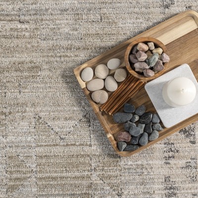 Aine Beige Geometric Machine Washable Indoor/Outdoor Rug