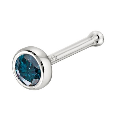 Jewelry Avalanche 22G 14K Gold Bezel-set Blue Diamond Ball-end Nose Stud