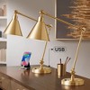 360 Lighting Wray 26 3/4" Tall Modern Desk Lamps Set of 2 USB Port Adjustable Warm Antique Gold Finish Metal Home Office Living Room Charging Bedroom - 2 of 4