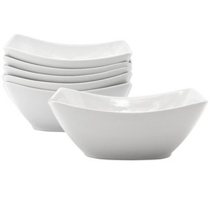 Gibson Our Table Simply White 6 Piece 7 Inch Rectangular Porcelain Bowl Set in White - 1 of 4