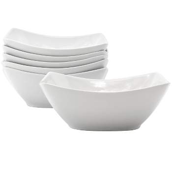 Gibson Our Table Simply White 6 Piece 7 Inch Rectangular Porcelain Bowl Set in White