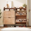 Narrow Shoe Cabinet Storage for Entryway, Modern Fluted Shoe Rack Organizer with 2 Flip Drawers and an Open Shelf - 4 of 4
