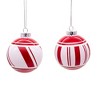 Kurt Adler 80MM Red and White Glass Ball Ornaments, 6 Piece Set - 2 of 4