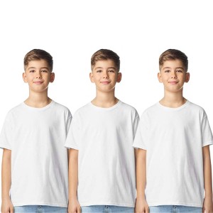 ER PRO Youth Boy Girl T Shirts Short Sleeve Light Cotton - 3 Pack - 1 of 4