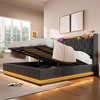 KTMBDW Lift Up Storage Bed Frame with Charging Station, Upholstered Platform Bed with Wingback Headboard, Hydraulic Lift System - 3 of 4