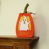 Northlight 16.75" Prelit LED "BOO!" Felt Ghost Pumpkin Halloween Decoration - Orange - image 2 of 3