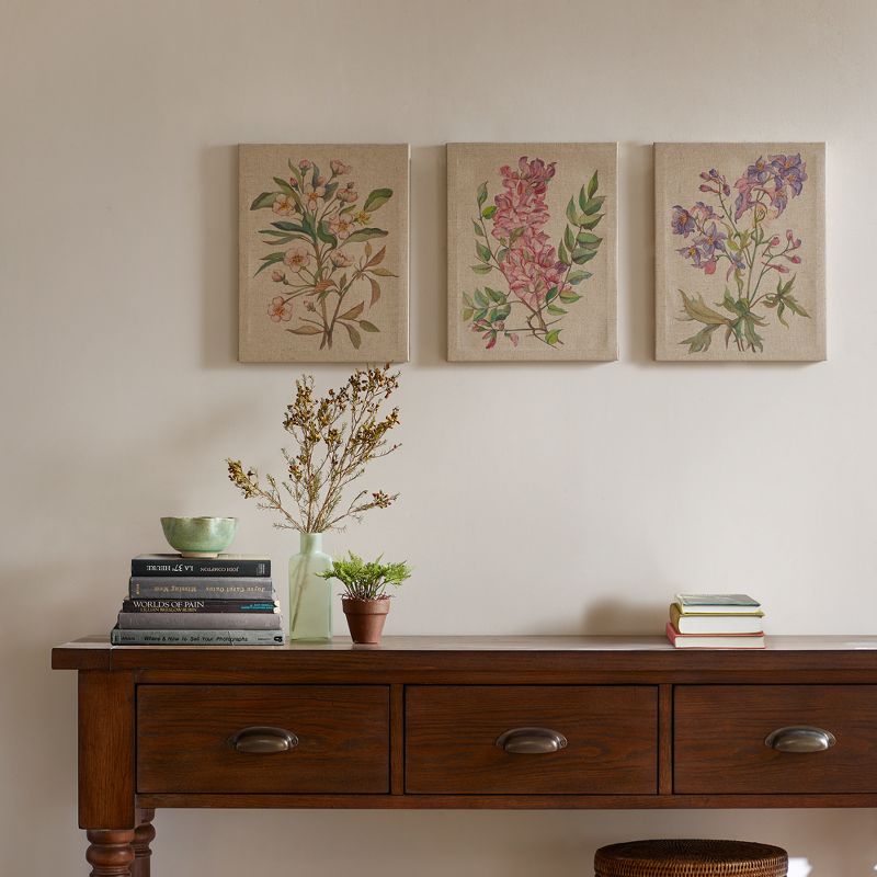 (Set of 3) 14&#34; x 11&#34; Linen Botanicals Printed Canvas Decorative Wall Art Set, 3 of 13