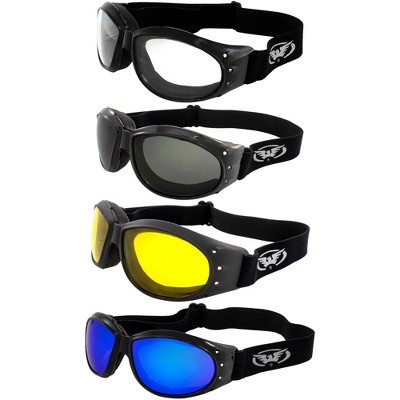 black frame | yellow, blue, smoke, clear lens