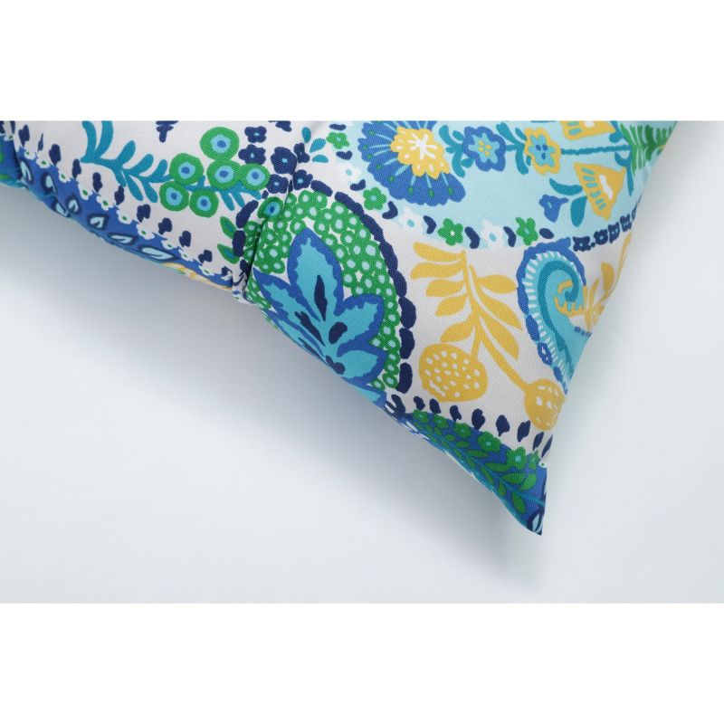 Outdoor/Indoor Tufted Seat Cushions Amalia Paisley Blue - Pillow Perfect, 3 of 7