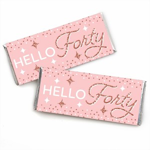 Big Dot of Happiness 40th Pink Rose Gold Birthday - Candy Bar Wrapper Happy Birthday Party Favors - Set of 24 - 1 of 4