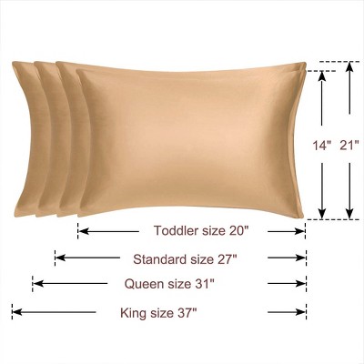 Gold Satin Standard/Queen Pillowcase Set with Zipper Closure