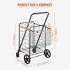 Angel Sar Folding Shopping Cart, Jumbo Grocery Cart with Double Baskets, 110 LBS Capacity Utility Cart with 360° Swivel Wheels for Shopping - 3 of 4
