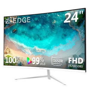 Z-EDGE 24" 100Hz FHD Curved Monitor Eye-Care Technology, 178° Wide View Angle - 1 of 4