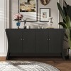 XINGHANZHENXUAN Refined Industrial 4-Door Credenza with Wooden Legs & Bronze Clasps, Storage Cabinet for Modern & Rustic Interiors - 2 of 4