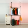 SEVOBAL Freestanding Coat Racks Adjustable Telescopic Garment Rack Heavy Duty Movable Design for Versatile Indoor, Black, 47"*3.7"*120" - 4 of 4